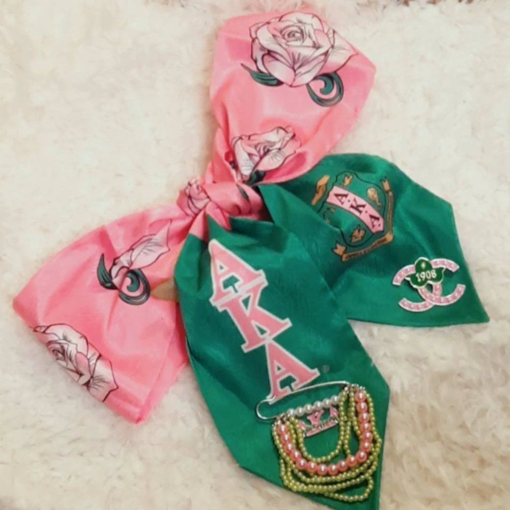AKA Sorority Scarf & Brooch Set 3 Items